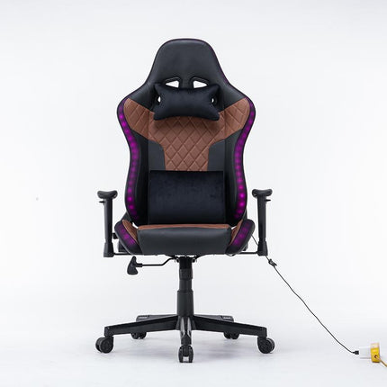 7 RGB Lights Bluetooth Speaker Gaming Chair Ergonomic Racing chair 165° Reclining Gaming Seat 4D Armrest Footrest Black.