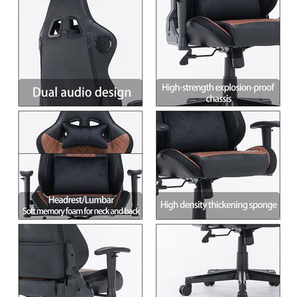 7 RGB Lights Bluetooth Speaker Gaming Chair Ergonomic Racing chair 165° Reclining Gaming Seat 4D Armrest Footrest Black.