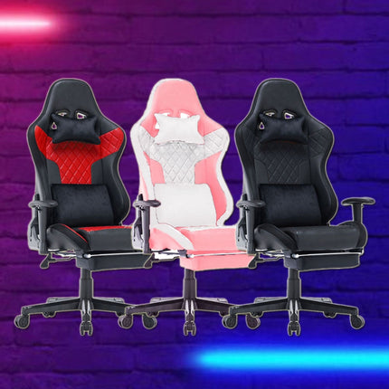 7 RGB Lights Bluetooth Speaker Gaming Chair Ergonomic Racing chair 165° Reclining Gaming Seat 4D Armrest Footrest Black.