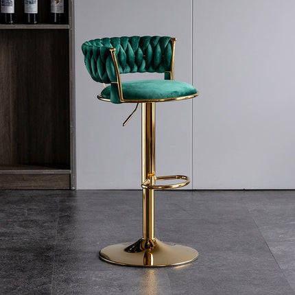 SERENITà Green Velvet Seat Kitchen Breakfast Bar Stools Counter Height Barstools with Back Cushioned Chairs for Home Bar x2.