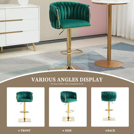 SERENITà Modern Velvet Breakfast Bar Stools Swivel Barstools Adjustable Counter Stools with Backrest Set of 2 Emarald Green.