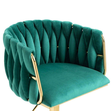 SERENITà Modern Velvet Breakfast Bar Stools Swivel Barstools Adjustable Counter Stools with Backrest Set of 2 Emarald Green.