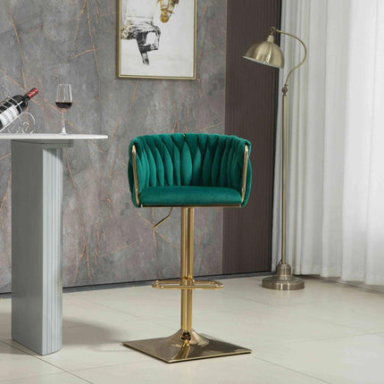 SERENITà Modern Velvet Breakfast Bar Stools Swivel Barstools Adjustable Counter Stools with Backrest Set of 2 Emarald Green.