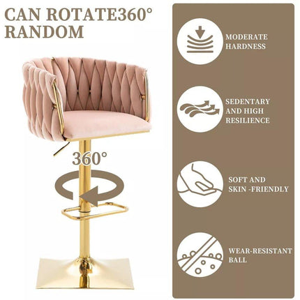 SERENITà Modern Velvet Breakfast Bar Stools Swivel Barstools Adjustable Counter Stools with Backrest Set of 2 Pink.