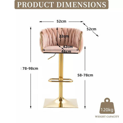 SERENITà Modern Velvet Breakfast Bar Stools Swivel Barstools Adjustable Counter Stools with Backrest Set of 2 Pink.