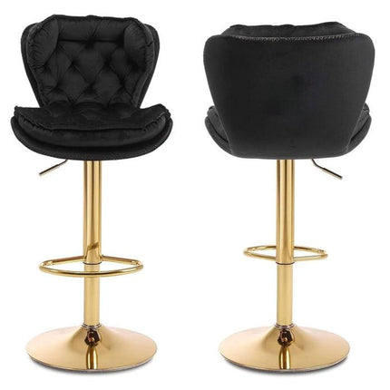 SERENITà Swivel Bar Stools Set of 2 Counter Height Barstools with Back Velvet Upholstered Adjustable Stool Chair Mid Century Modern Bar Stool for Kitchen Island (Black).