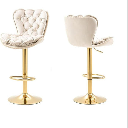 SERENITà Swivel Bar Stools Set of 2 Counter Height Barstools with Back Velvet Upholstered Adjustable Stool Chair Min Century Modern Bar Stool for Kitchen Island (Ivory).