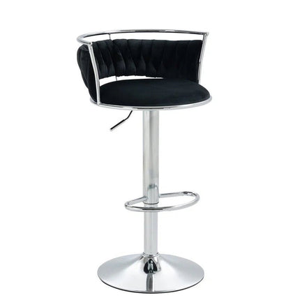 SERENITà Silver Swivel Upholstered Velvet Adjustable Height Counter Stool with Metal Frame Black (Set of 2).
