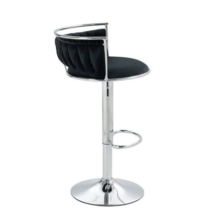 SERENITà Silver Swivel Upholstered Velvet Adjustable Height Counter Stool with Metal Frame Black (Set of 2).