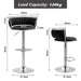 SERENITà Silver Swivel Upholstered Velvet Adjustable Height Counter Stool with Metal Frame Black (Set of 2).