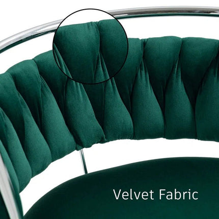 SERENITà Silver Swivel Upholstered Velvet Adjustable Height Counter Stool with Metal Frame Emerald Green (Set of 2).