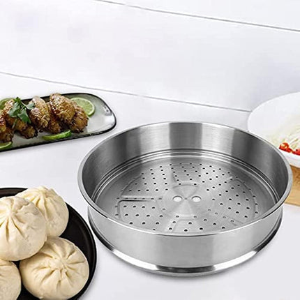 Housoutile 32cm Wok Steamer Dumpling Steamer Steaming Basket for Pot Dedicated Silver Accessories Stainless Steel Basket.