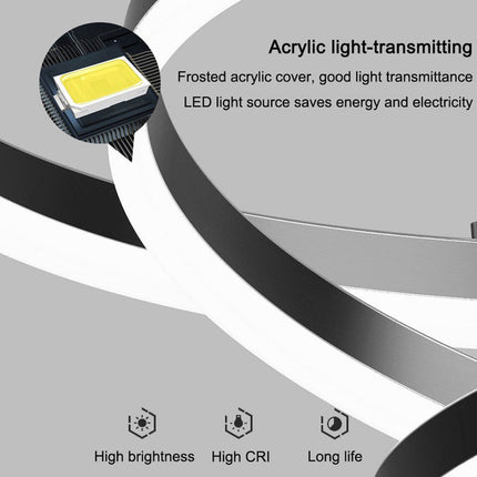 Black 3 Rings Minimalist LED Pendant Light Adjustable Circular Chandelier.