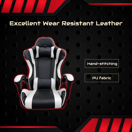 Gaming Chair Office Computer Seating Racing PU Executive Racer Recliner Large Blue.