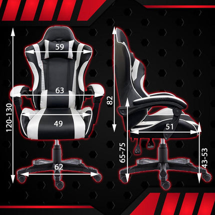 Gaming Chair Office Computer Seating Racing PU Executive Racer Recliner Large Blue.