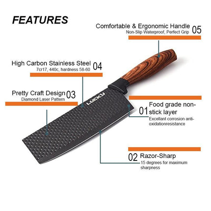 6 pieces Kitchen Knife Set Everich Chef Knives Stainless Steel Nonstick Scissor.