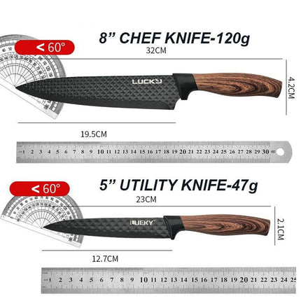 6 pieces Kitchen Knife Set Everich Chef Knives Stainless Steel Nonstick Scissor Cutting Board.