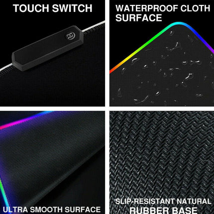 LED Gaming Mouse Pad Large RGB Extended Mousepad Keyboard Desk Anti-slip Mat.