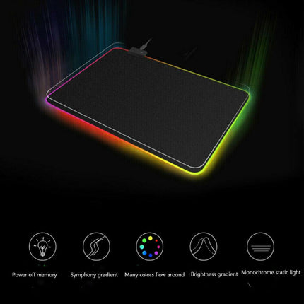 LED Gaming Mouse Pad Large RGB Extended Mousepad Keyboard Desk Anti-slip Mat.