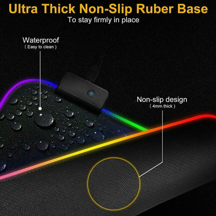 LED Gaming Mouse Pad Large RGB Extended Mousepad Keyboard Desk Anti-slip Mat.