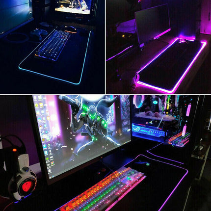 LED Gaming Mouse Pad Large RGB Extended Mousepad Keyboard Desk Anti-slip Mat.
