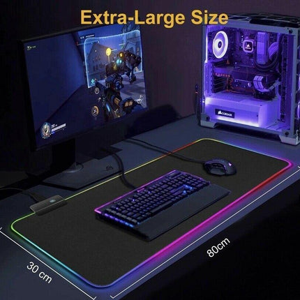 LED Gaming Mouse Pad Large RGB Extended Mousepad Keyboard Desk Anti-slip Mat.