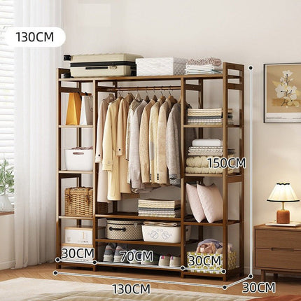 Bamboo Clothes Rack Garment Closet Storage Organizer Hanging Rail Shelf Dress room 130cm.