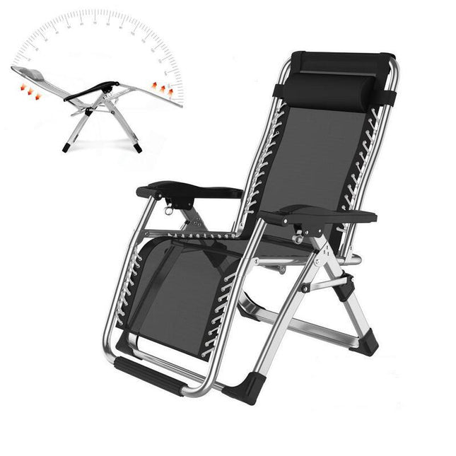 Kingsize Outdoor Folding Reclining Garden Beach Chair Sun Lounger Deck Recliner Silver Color.
