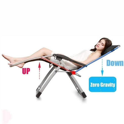Kingsize Outdoor Folding Reclining Garden Beach Chair Sun Lounger Deck Recliner Silver Color.