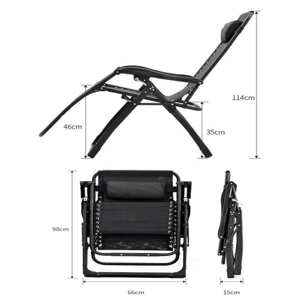 Kingsize Outdoor Folding Reclining Garden Beach Chair Sun Lounger Deck Recliner Silver Color.
