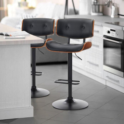SERENITà European Wooden Black Modern Bar Stools Swivel Bar Stool Chair Counter Height Bar(Black)stool with 360 Degree Swivel Seat.