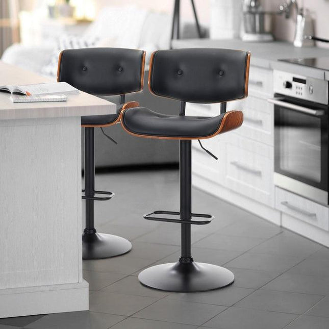 SERENITà European Wooden Black Modern Bar Stools Swivel Bar Stool Chair Counter Height Bar(Black)stool with 360 Degree Swivel Seat.