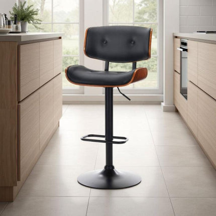 SERENITà European Wooden Black Modern Bar Stools Swivel Bar Stool Chair Counter Height Bar(Black)stool with 360 Degree Swivel Seat.