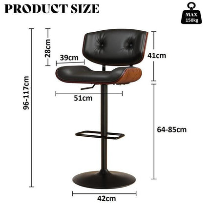 SERENITà European Wooden Black Modern Bar Stools Swivel Bar Stool Chair Counter Height Bar(Black)stool with 360 Degree Swivel Seat.