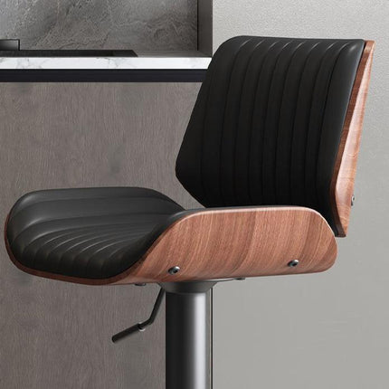 SERENITà European Wooden Modern Bar Stools Bistro Stool with Rotating and Aerodynamic Multi-levelled(Black).