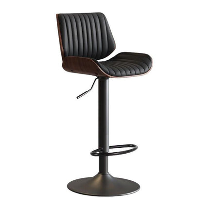 SERENITà European Wooden Modern Bar Stools Bistro Stool with Rotating and Aerodynamic Multi-levelled(Black).
