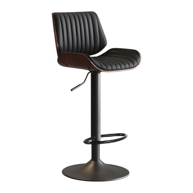 SERENITà European Wooden Modern Bar Stools Bistro Stool with Rotating and Aerodynamic Multi-levelled(Black).