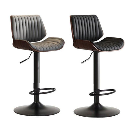 SERENITà European Wooden Modern Bar Stools Bistro Stool with Rotating and Aerodynamic Multi-levelled (Grey).