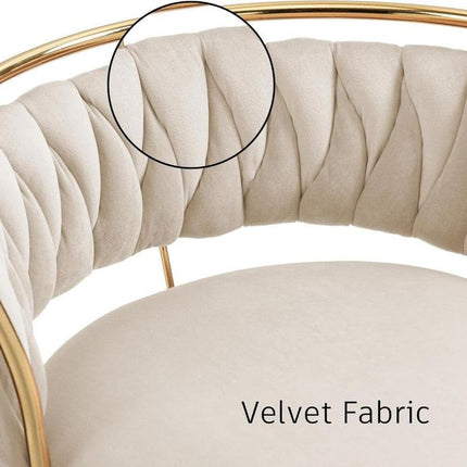 SERENITà Golden Swivel Upholstered Velvet Adjustable Height Counter Stool with Metal Frame Ivory (Set of 2).
