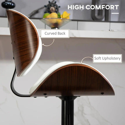 SERENITà European White Modern Bar Stools Swivel Bar Stool Chair Counter Height Barstool with 360 Degree Swivel Seat.