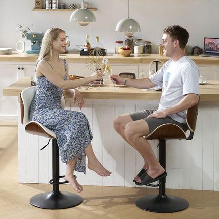SERENITà European White Modern Bar Stools Swivel Bar Stool Chair Counter Height Barstool with 360 Degree Swivel Seat.