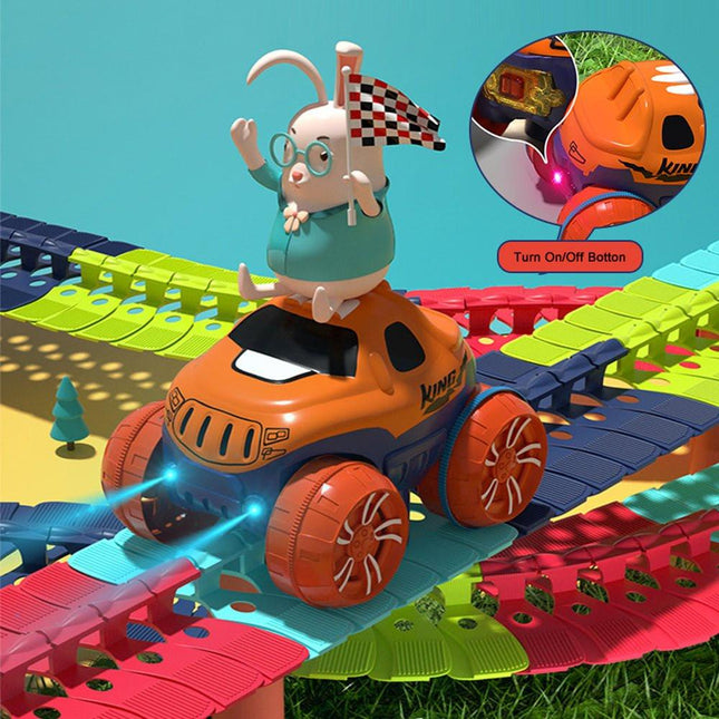 Changeable Track In The Dark Track with LED Light-Up Race Car Flexible Track Toy 184.