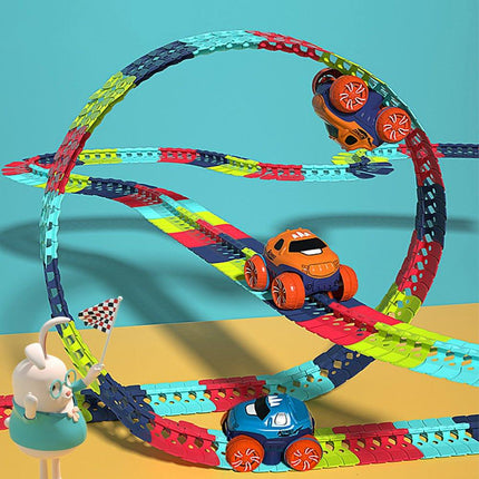 Changeable Track In The Dark Track with LED Light-Up Race Car Flexible Track Toy 92.