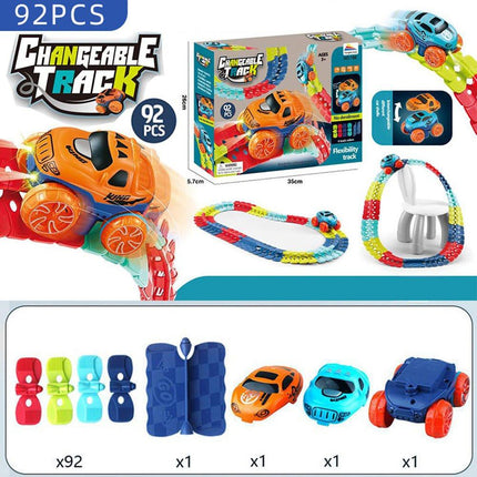Changeable Track In The Dark Track with LED Light-Up Race Car Flexible Track Toy 92.