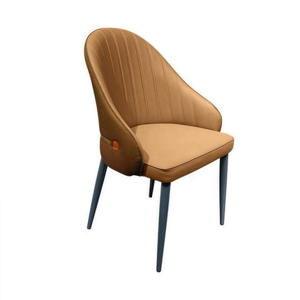 VELLUTO Dining Chairs Set Armchairs Mid Century Modern Kitchen Dining Room Chairs Faux Leather Accent Chairs Metal Vanity Lounge Chair with Back for Living Room Bedrooms  Set of 2 (Brown).