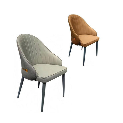 VELLUTO Dining Chairs Set Armchairs Mid Century Modern Kitchen Dining Room Chairs Faux Leather Accent Chairs Metal Vanity Lounge Chair with Back for Living Room Bedrooms  Set of 2 (Brown).