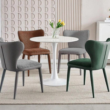 VELLUTO Modern Kitchen Dining Room Chairs Faux Leather Flannel Accent Chairs Metal Vanity Lounge Chair with Back for Living Room Set of 2(Brown).