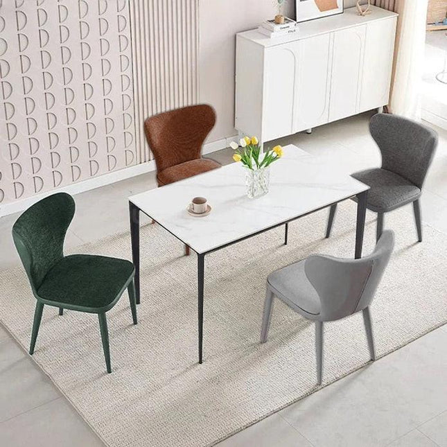VELLUTO Modern Kitchen Dining Room Chairs Faux Leather Flannel Accent Chairs Metal Vanity Lounge Chair with Back for Living Room Set of 2(Brown).
