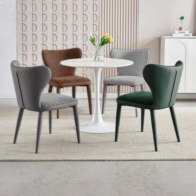 VELLUTO Modern Kitchen Dining Room Chairs Faux Leather Flannel Accent Chairs Metal Vanity Lounge Chair with Back for Living Room Set of 2 (Green).