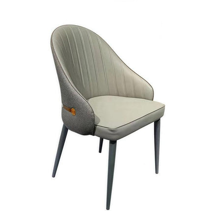 VELLUTO Dining Chairs Set Armchairs Mid Century Modern Kitchen Dining Room Chairs Faux Leather Accent Chairs Metal Vanity Lounge Chair with Back for Living Room Bedrooms  Set of 2 (Grey).